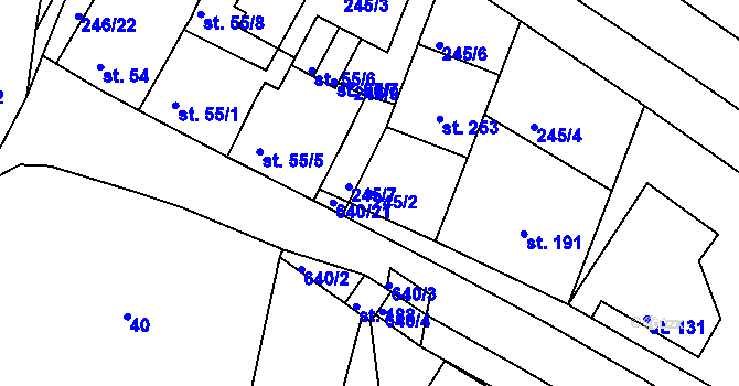 Parcela st. 245/2 v KÚ Kravsko, Katastrální mapa