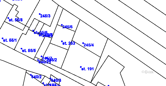 Parcela st. 245/4 v KÚ Kravsko, Katastrální mapa