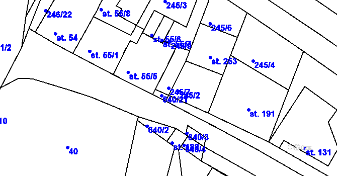 Parcela st. 245/7 v KÚ Kravsko, Katastrální mapa