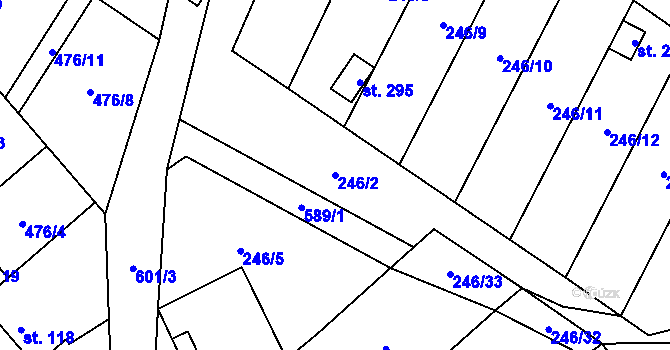 Parcela st. 246/2 v KÚ Kravsko, Katastrální mapa