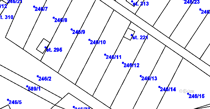 Parcela st. 246/11 v KÚ Kravsko, Katastrální mapa