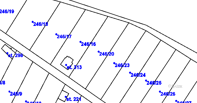 Parcela st. 246/20 v KÚ Kravsko, Katastrální mapa