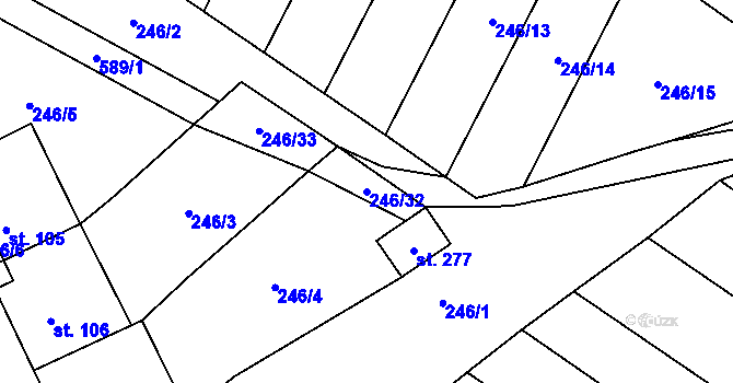 Parcela st. 246/32 v KÚ Kravsko, Katastrální mapa