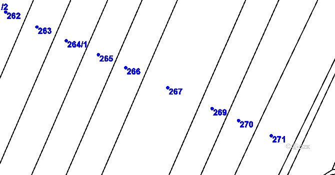 Parcela st. 267 v KÚ Kravsko, Katastrální mapa