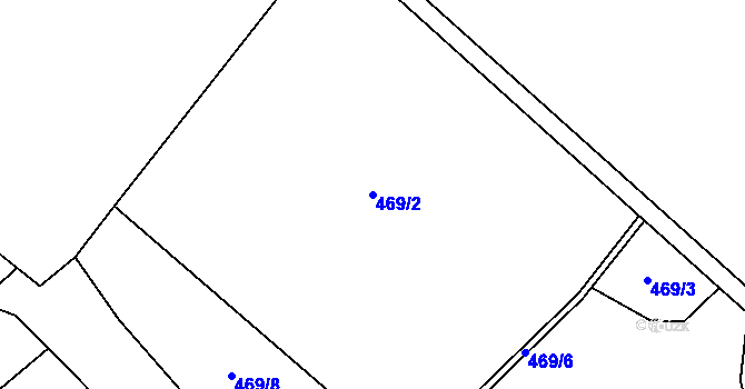 Parcela st. 469/2 v KÚ Kravsko, Katastrální mapa