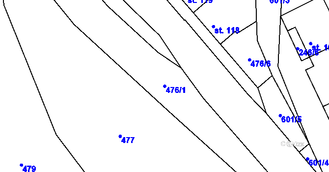 Parcela st. 476/1 v KÚ Kravsko, Katastrální mapa