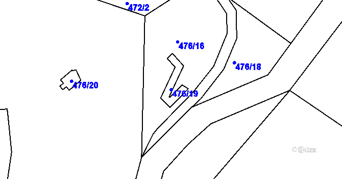 Parcela st. 476/19 v KÚ Kravsko, Katastrální mapa