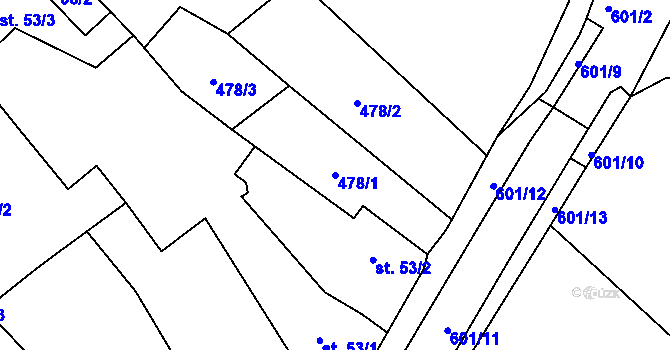 Parcela st. 478/1 v KÚ Kravsko, Katastrální mapa