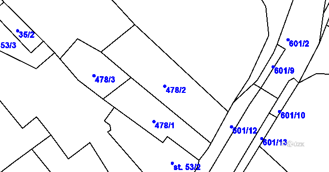 Parcela st. 478/2 v KÚ Kravsko, Katastrální mapa