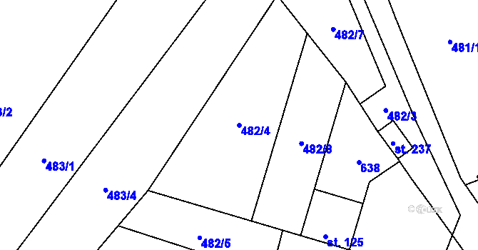 Parcela st. 482/4 v KÚ Kravsko, Katastrální mapa
