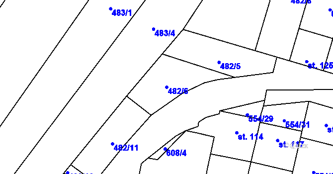 Parcela st. 482/6 v KÚ Kravsko, Katastrální mapa