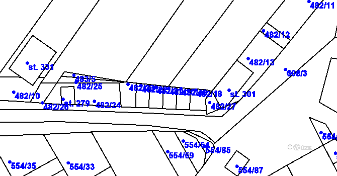 Parcela st. 482/20 v KÚ Kravsko, Katastrální mapa