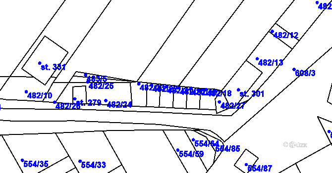 Parcela st. 482/21 v KÚ Kravsko, Katastrální mapa