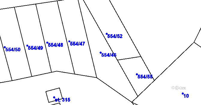 Parcela st. 554/46 v KÚ Kravsko, Katastrální mapa