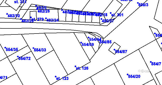 Parcela st. 554/59 v KÚ Kravsko, Katastrální mapa