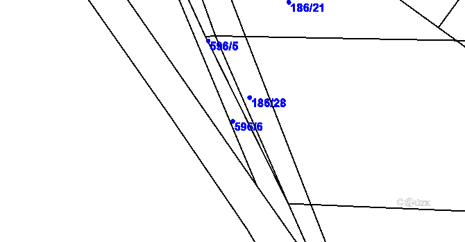 Parcela st. 596/6 v KÚ Kravsko, Katastrální mapa