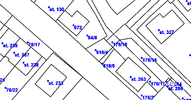 Parcela st. 618/4 v KÚ Kravsko, Katastrální mapa