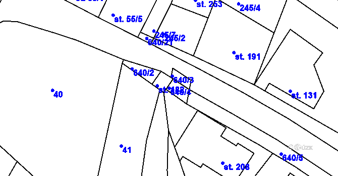 Parcela st. 640/4 v KÚ Kravsko, Katastrální mapa