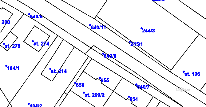 Parcela st. 640/6 v KÚ Kravsko, Katastrální mapa