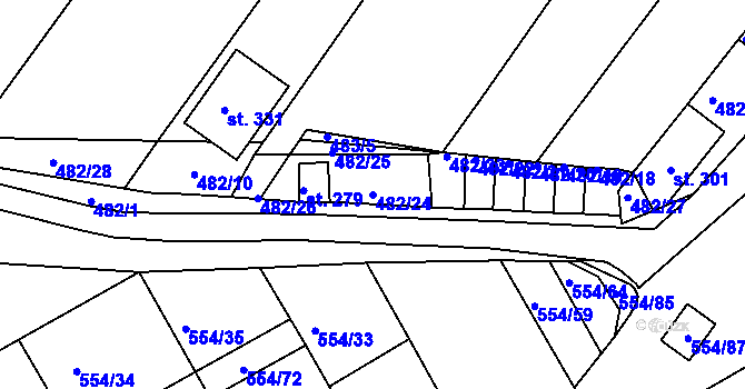 Parcela st. 482/24 v KÚ Kravsko, Katastrální mapa