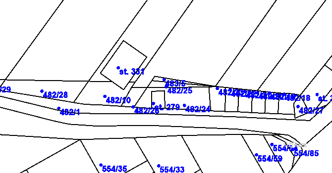 Parcela st. 482/25 v KÚ Kravsko, Katastrální mapa