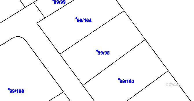 Parcela st. 99/98 v KÚ Kravsko, Katastrální mapa