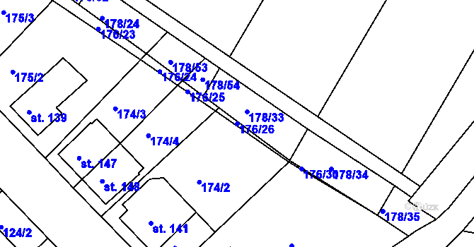 Parcela st. 176/26 v KÚ Kravsko, Katastrální mapa