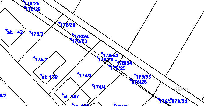 Parcela st. 178/53 v KÚ Kravsko, Katastrální mapa