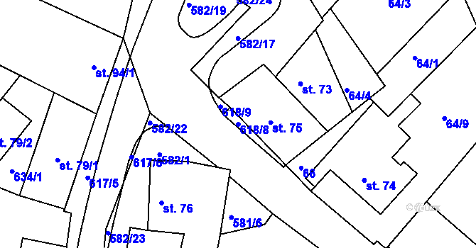 Parcela st. 618/8 v KÚ Kravsko, Katastrální mapa