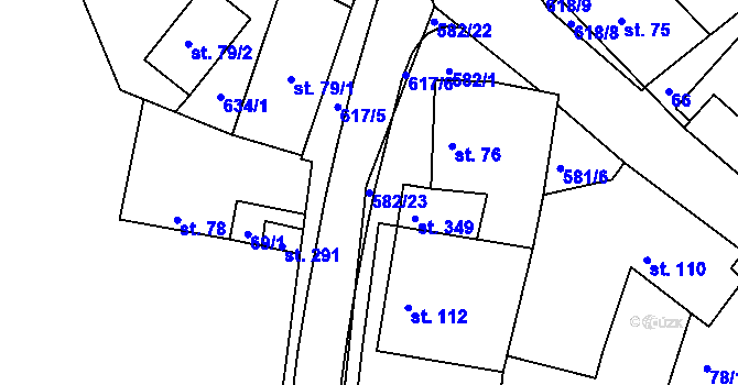 Parcela st. 582/23 v KÚ Kravsko, Katastrální mapa
