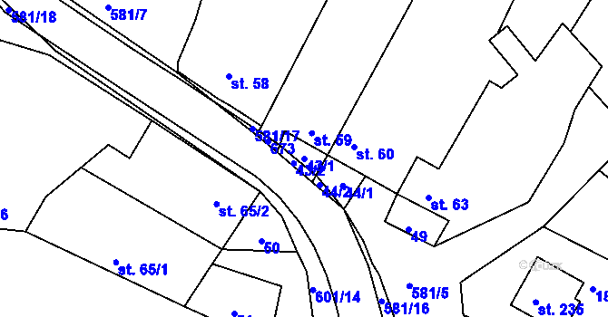 Parcela st. 43/1 v KÚ Kravsko, Katastrální mapa