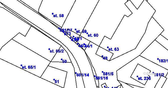 Parcela st. 44/1 v KÚ Kravsko, Katastrální mapa