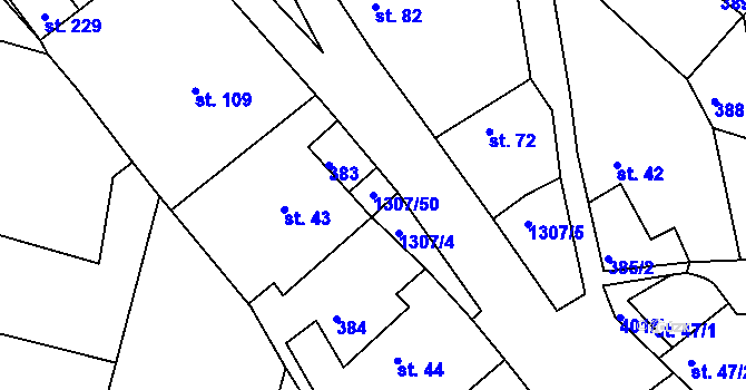 Parcela st. 1307/50 v KÚ Plenkovice, Katastrální mapa