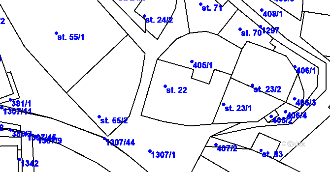 Parcela st. 22 v KÚ Plenkovice, Katastrální mapa