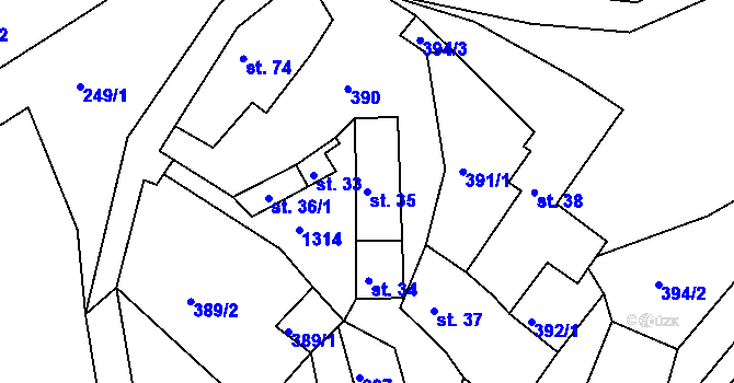 Parcela st. 35 v KÚ Plenkovice, Katastrální mapa