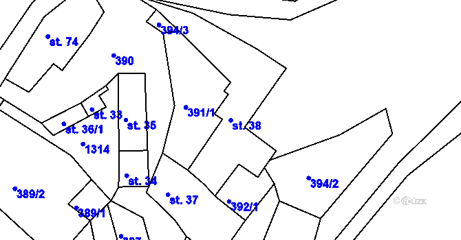 Parcela st. 38 v KÚ Plenkovice, Katastrální mapa