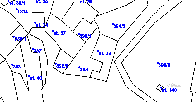 Parcela st. 39 v KÚ Plenkovice, Katastrální mapa