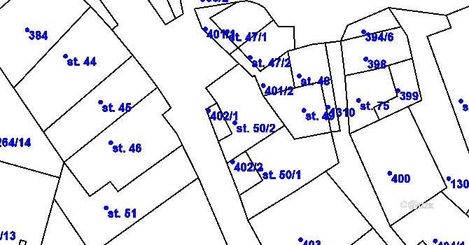 Parcela st. 50/2 v KÚ Plenkovice, Katastrální mapa