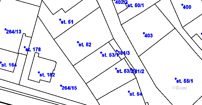 Parcela st. 53/1 v KÚ Plenkovice, Katastrální mapa