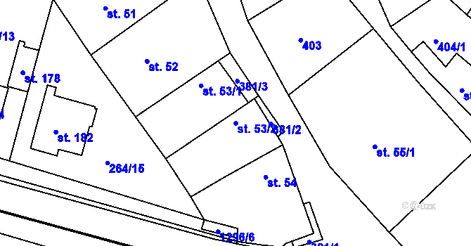 Parcela st. 53/2 v KÚ Plenkovice, Katastrální mapa