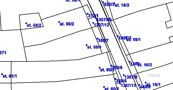 Parcela st. 59/1 v KÚ Plenkovice, Katastrální mapa