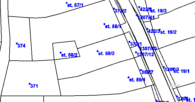 Parcela st. 59/2 v KÚ Plenkovice, Katastrální mapa