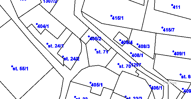 Parcela st. 71 v KÚ Plenkovice, Katastrální mapa