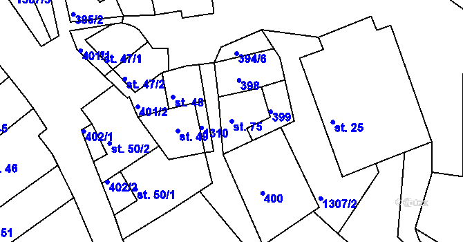 Parcela st. 75 v KÚ Plenkovice, Katastrální mapa