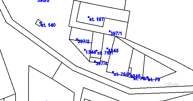 Parcela st. 76/1 v KÚ Plenkovice, Katastrální mapa