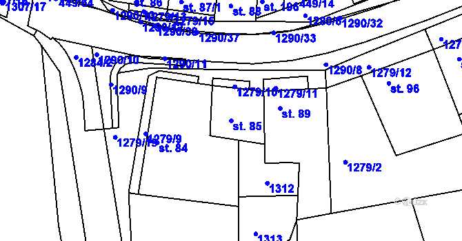 Parcela st. 85 v KÚ Plenkovice, Katastrální mapa