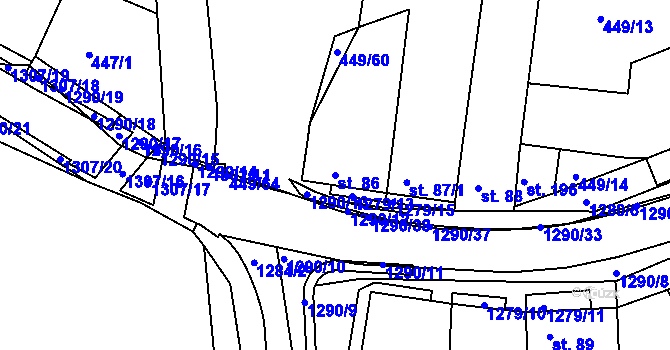 Parcela st. 86 v KÚ Plenkovice, Katastrální mapa