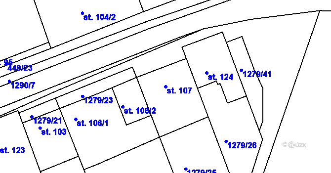 Parcela st. 107 v KÚ Plenkovice, Katastrální mapa