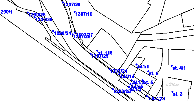 Parcela st. 116 v KÚ Plenkovice, Katastrální mapa