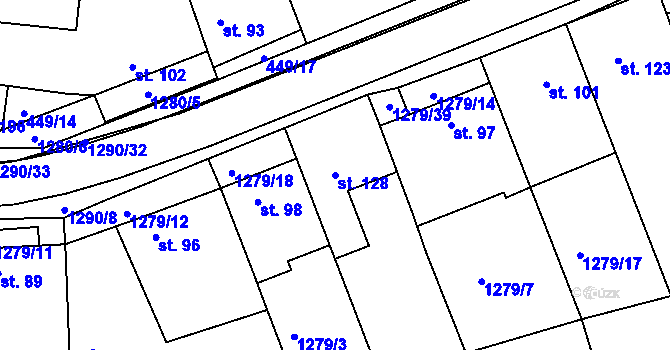 Parcela st. 128 v KÚ Plenkovice, Katastrální mapa